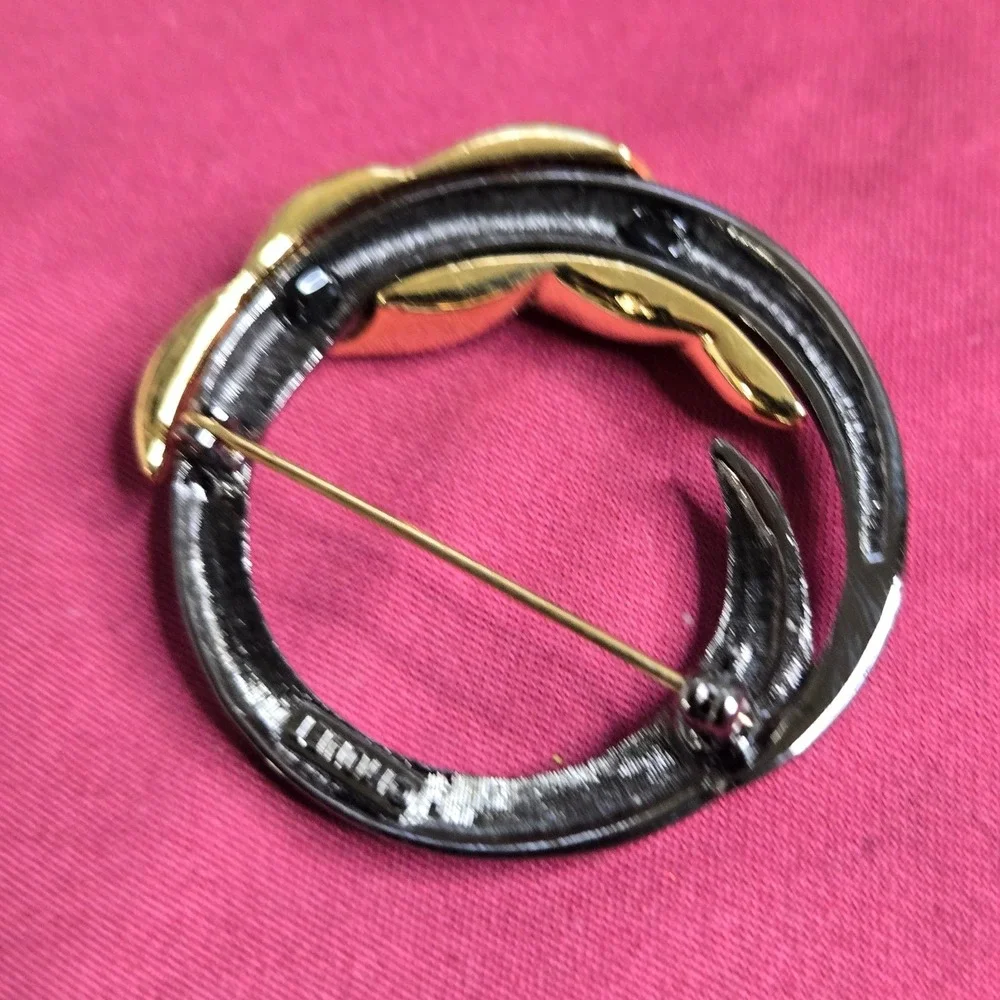 Vintage Monet Modernist Swirl Brooch Pin Two Tone Gold Silver Abstract